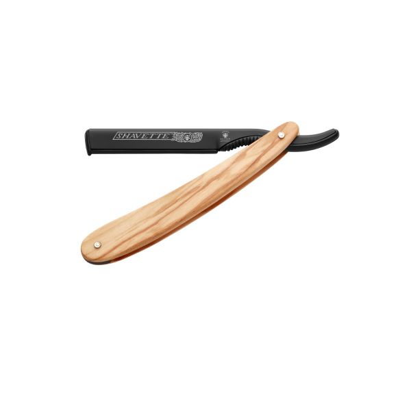 DOVO Shavette Straight Razor Olive Wood Handle